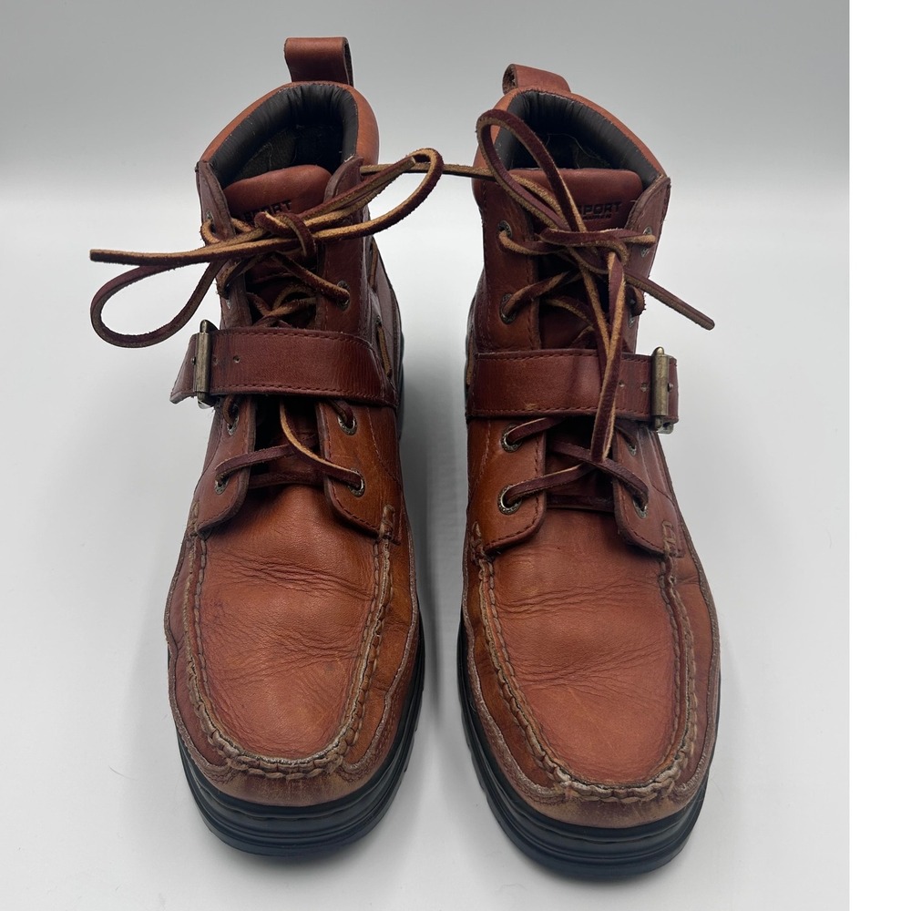 Ralph Lauren Polo Sport Brown Leather Buckle Strap Hiking Boots WT2142 Mens 9B